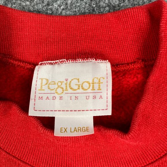 Pegi Goff Sweatshirt Womens XL Red Bowling Pins Ball Graphic Crewneck Retro - Picture 3 of 8